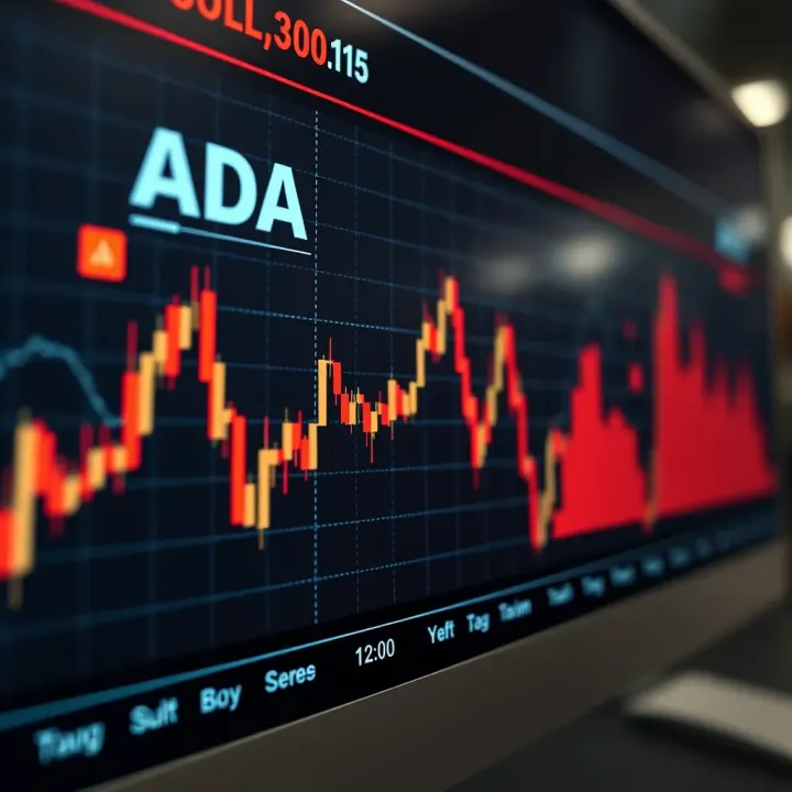 Chart Depicting ADA Coin Value Trends Graph showing the rising and fluctuating value of ADA coin on a digital market chart