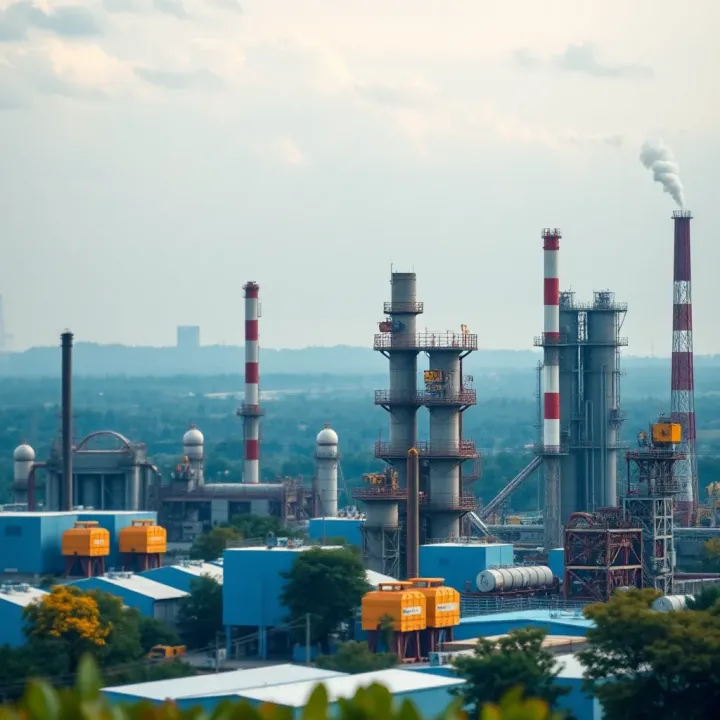Adani Group's Expanding Industrial Ventures A panoramic view of industrial infrastructure representing Adani Group's sector impact