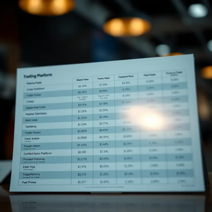 Comparison chart showing features and fees of different trading platforms side by side
