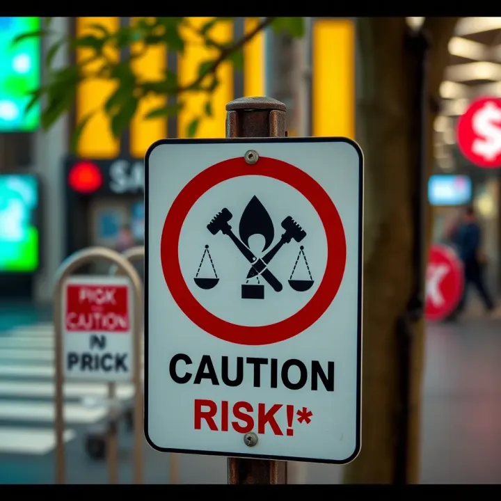 Caution sign illustrating risk factors and legal considerations in binary options trading in Pakistan