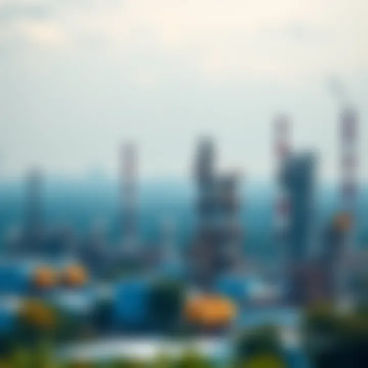 A panoramic view of industrial infrastructure representing Adani Group's sector impact