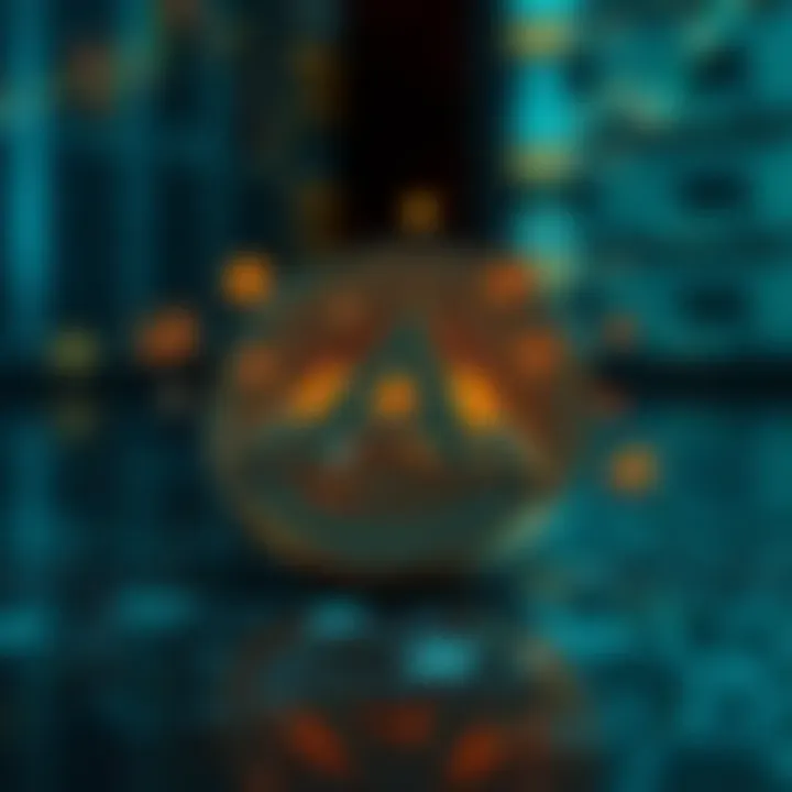 Illustration of market factors influencing Avalanche crypto with icons representing technology, finance, and global trends