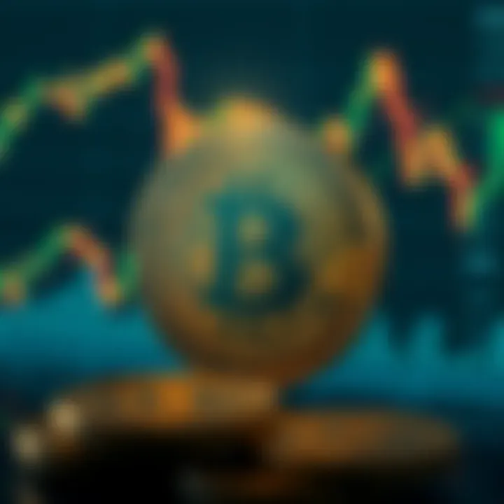 Digital illustration of Bitcoin Cash symbol with futuristic financial charts and data overlays