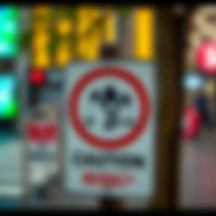 Caution sign illustrating risk factors and legal considerations in binary options trading in Pakistan