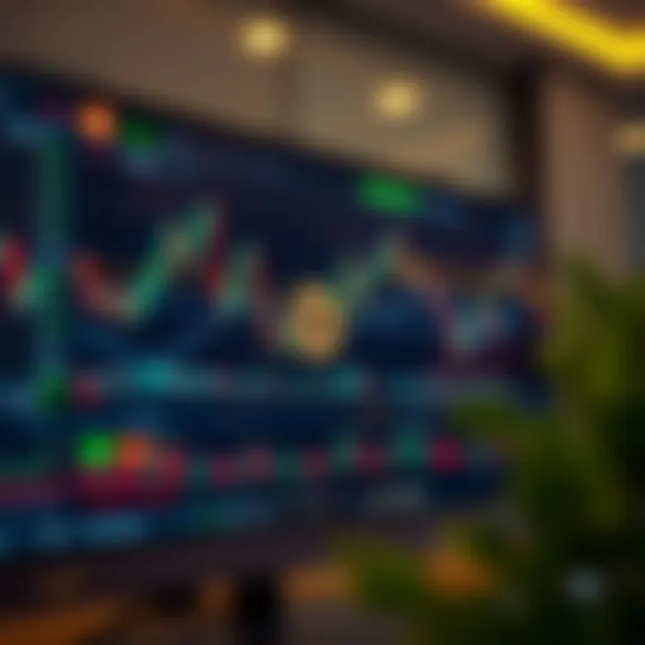 Cryptocurrency market analysis with charts and indicators on computer monitor