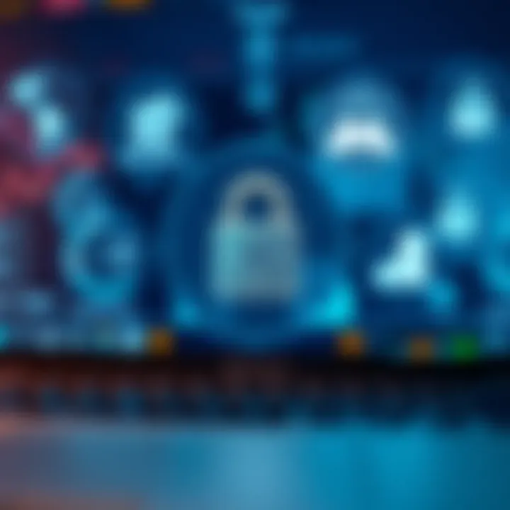 Visual representation of secure online trading features including encryption and regulatory compliance badges