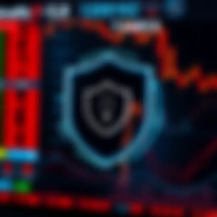 Digital security concept with shield icon representing data protection in trading applications