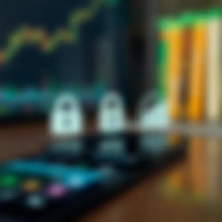 Illustration of financial icons representing security and regulation in trading apps