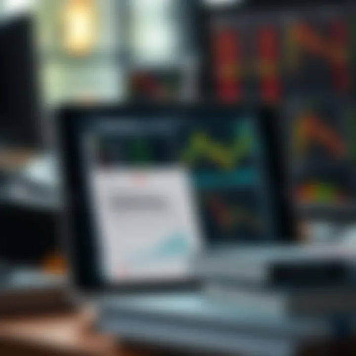 Digital device displaying a trading book PDF alongside charts and financial data