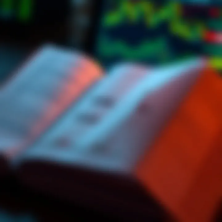 An open trading book displaying charts and financial data on the pages