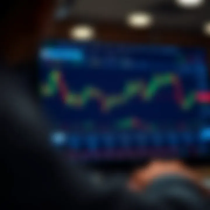 Cryptocurrency trading platform interface showing market charts and trading options