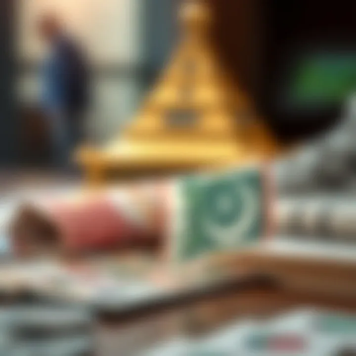 Illustration of factors influencing currency exchange including geopolitical events and monetary policies