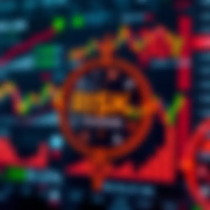 Visual Representation of Risks and Rewards in Trading Platforms Conceptual digital graphic of financial market symbols and graphs representing risk and reward in trading apps