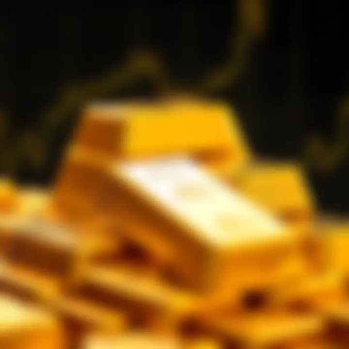 Close-up of shiny gold bars stacked together symbolizing investment value