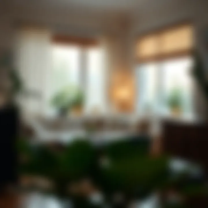 Comfortable and peaceful living space with plants and soft lighting representing a stress-reducing lifestyle