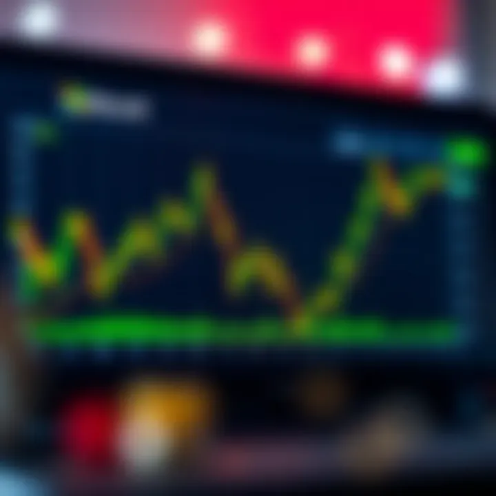 Graph showing fluctuations in Microsoft stock price over time with key trend lines