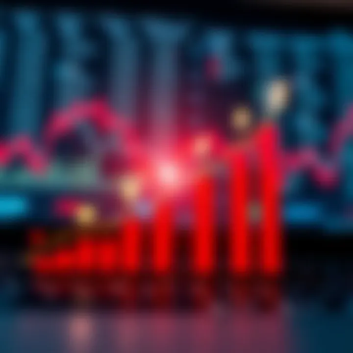 Graph displaying upward trend in online trading metrics with icons representing technology and finance