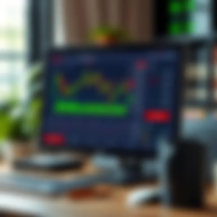 User interface displaying Pocket Option trading platform on a desktop computer with market charts and trading tools