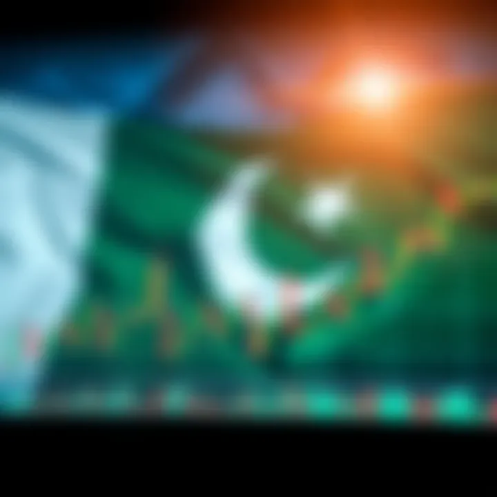 Chart showing forex market trends with Pakistan flag in the background