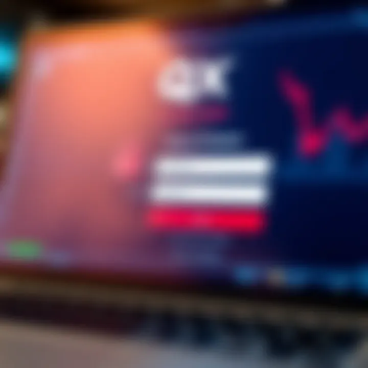 Secure login screen of QX Broker platform showing username and password fields
