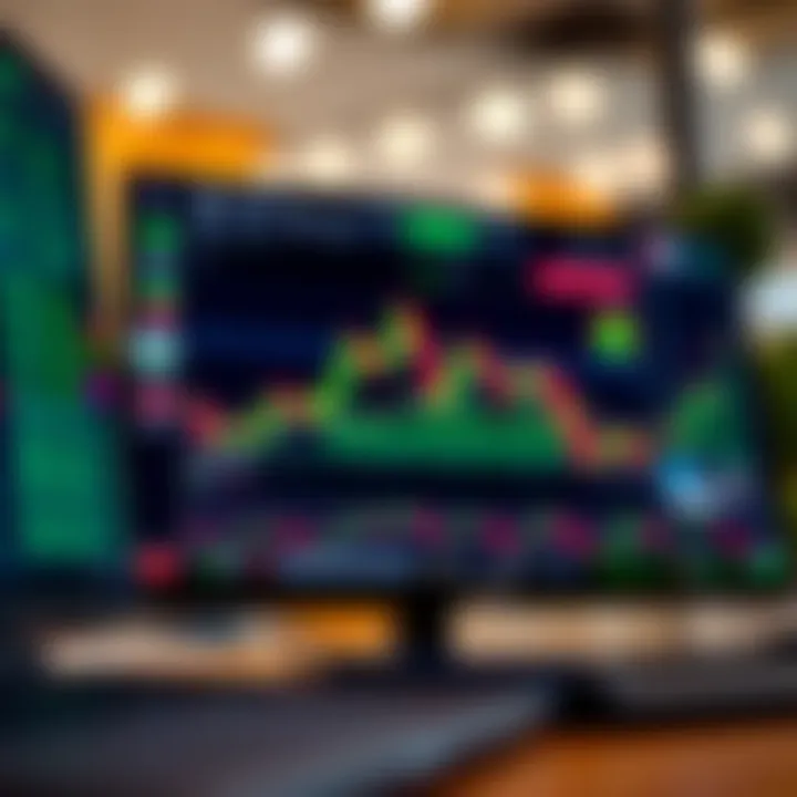 Interface showing TradingView platform with binary options chart and trading indicators