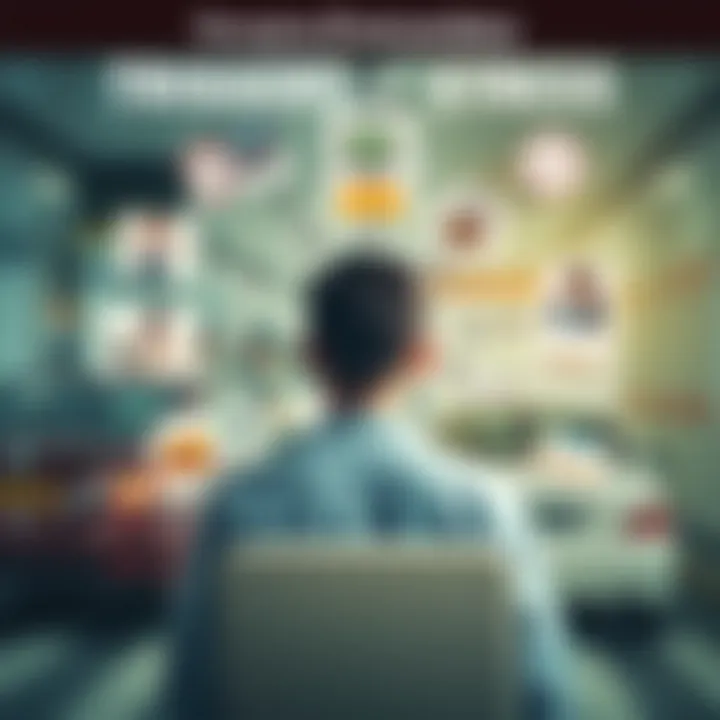 Illustration showing a person surrounded by daily stress triggers like work tasks, traffic, and financial concerns