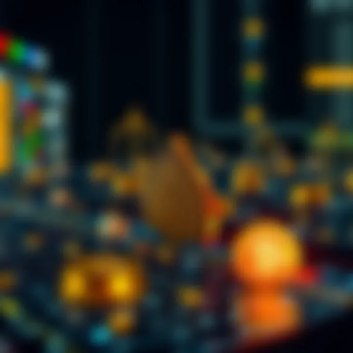 Digital security concept with blockchain and cryptocurrency icons