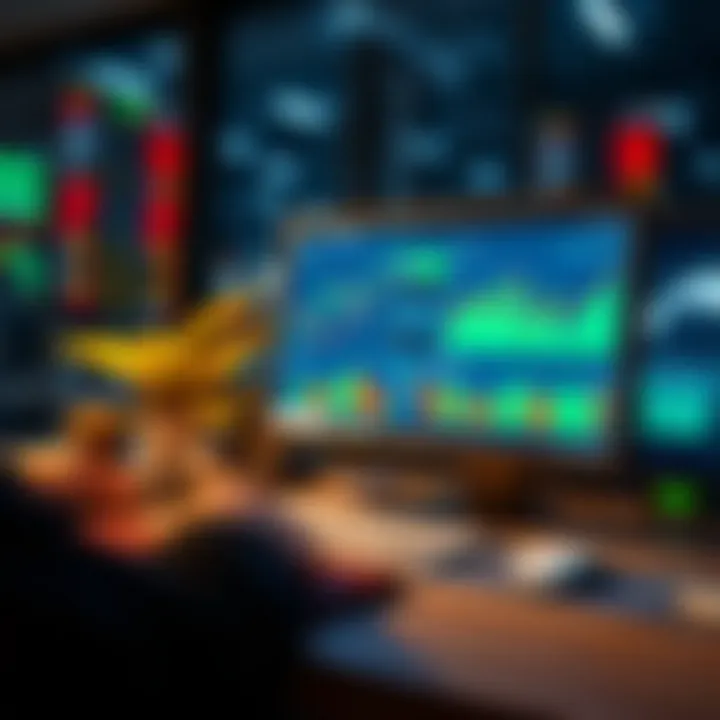 Illustration of digital payroll technology with computer and data analytics