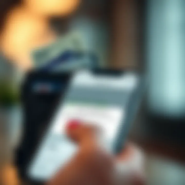 Digital wallet with cash and mobile phone showing instant withdrawal notification