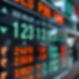 Currency exchange rate board showing US dollar to Pakistani rupee conversion values