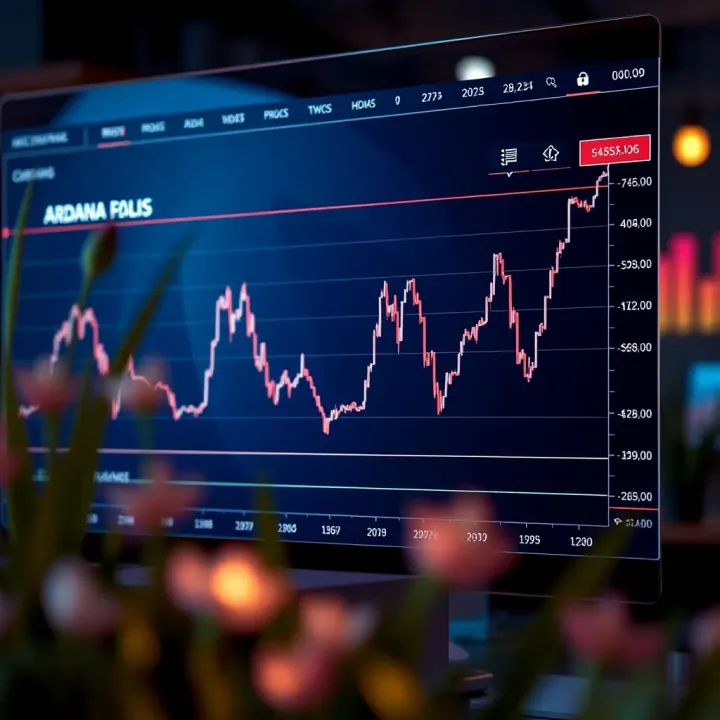 Graph showing the fluctuations and trends of Cardano's ADA token price over time