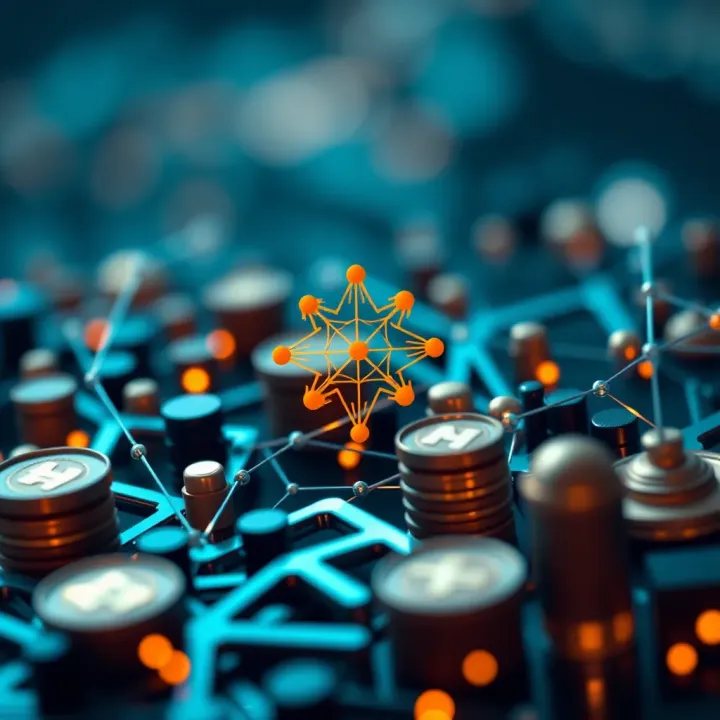 Cardano Blockchain and Digital Assets Highlighting Ecosystem Expansion Visualization of blockchain technology and digital assets related to Cardano's ecosystem expansion