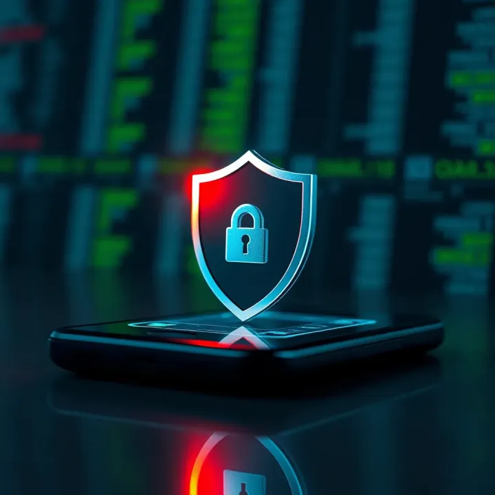 Security Features Ensuring Safe Forex Trading on Mobile Devices Illustration of security shield protecting digital financial transactions on a smartphone