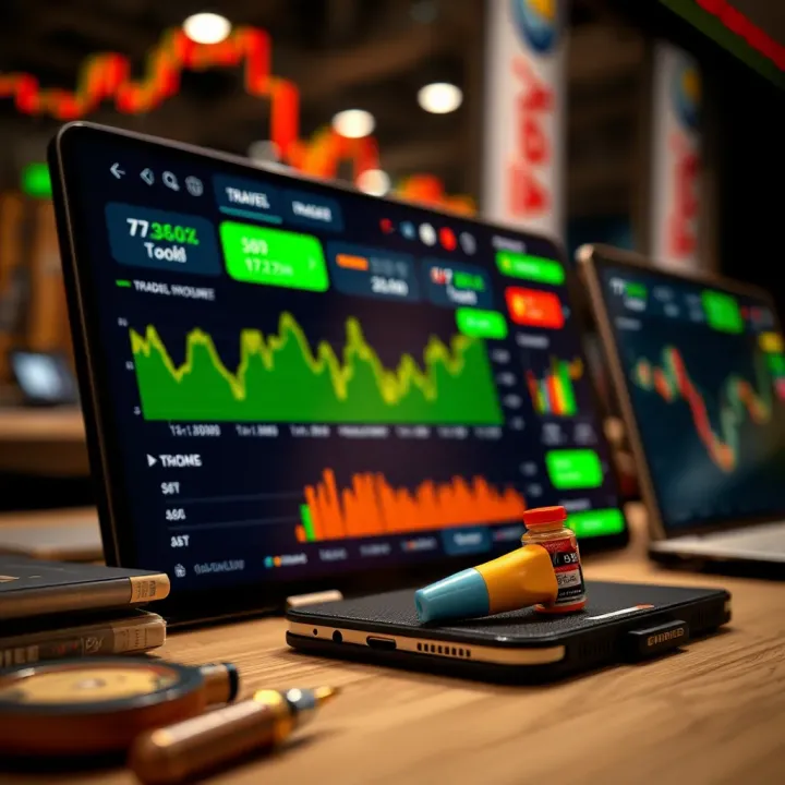 Mobile trading app dashboard showing market trends and investment options