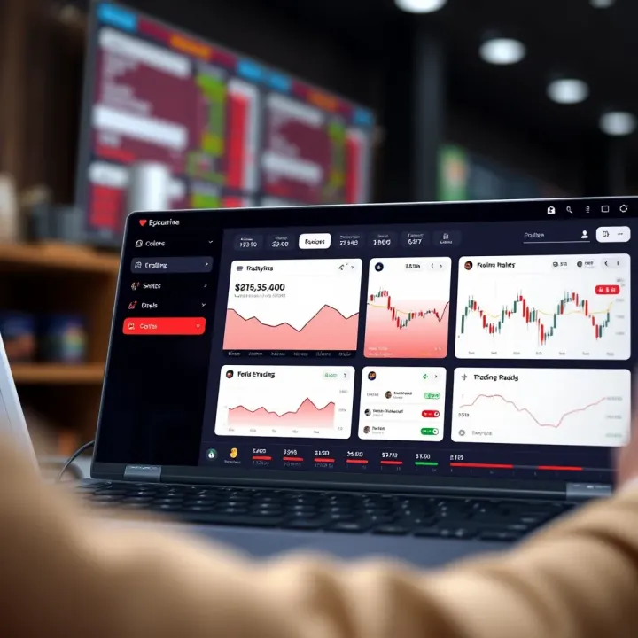 User-Friendly Trading Platform Dashboard with Security Features Dashboard interface of a secure and user-friendly trading platform with analytics and support options