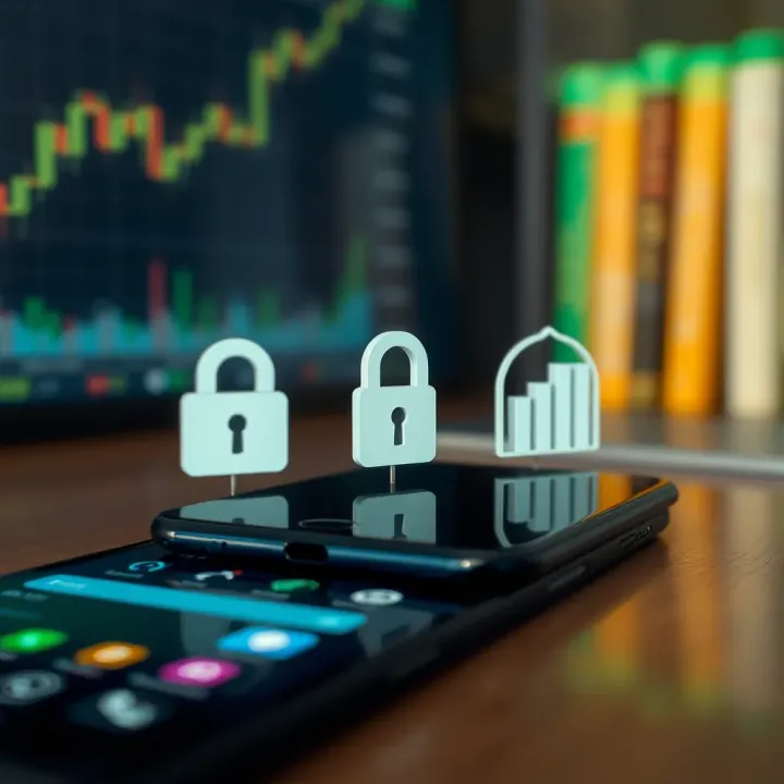 Illustration of financial icons representing security and regulation in trading apps