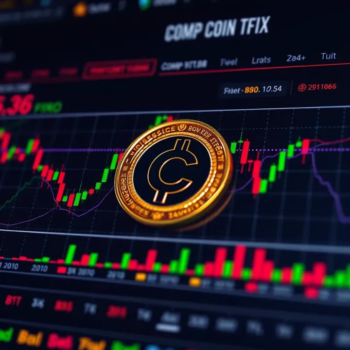 Graph showing upward and downward trends in Comp Coin price with market indicators