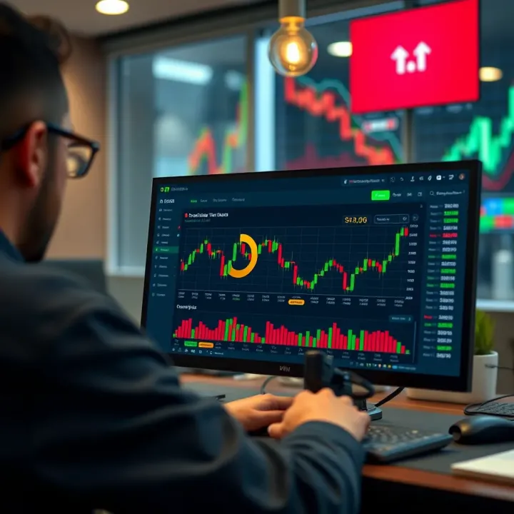 Customizable Trading Tools and Community Insights Interface User interface of trading platform displaying customizable tools and community chat features