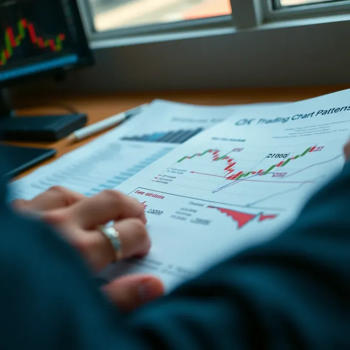 Using PDF Resources for In-Depth Chart Pattern Study Screenshot of a PDF document showing detailed analysis of chart patterns with annotations and market examples