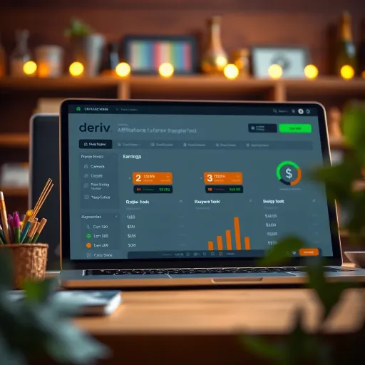Overview of the Deriv Affiliate Dashboard and Earnings Illustration showing the Deriv affiliate dashboard with earnings and promotional tools