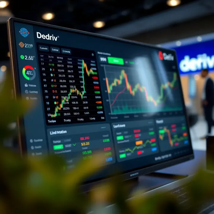 Deriv Trading Platform Dashboard with Live Market Access Deriv trading platform dashboard showing live trading options and account management tools