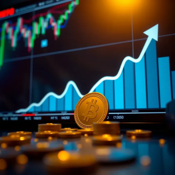 Dogecoin Value Growth Projection Graph showing upward trend in cryptocurrency value with Dogecoin symbol