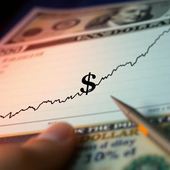 Graph showing trends of US dollar exchange rate against Pakistani rupee over time