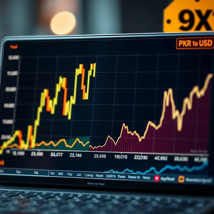 Trends in PKR to USD Exchange Rate Movements Graph showing fluctuations in the PKR to USD exchange rate over time