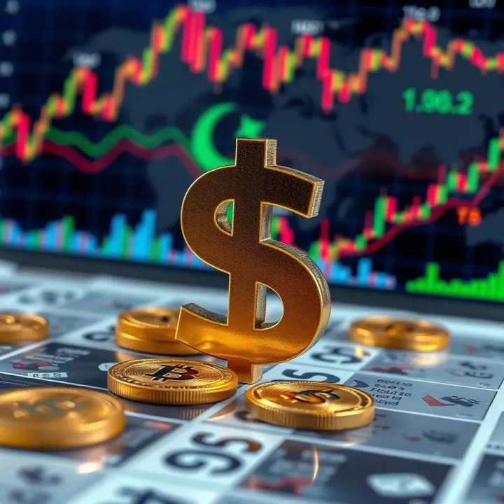 Economic and Global Factors Affecting US Dollar Price in Pakistan Illustration of currency symbols with a backdrop of economic charts and global market indicators