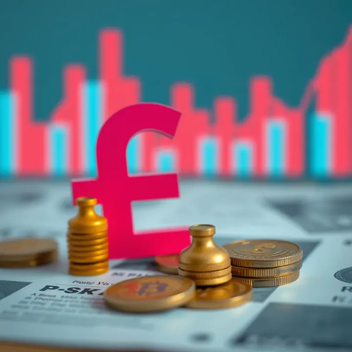 Key Economic Factors Influencing the Pound to PKR Exchange Rate Illustration of economic indicators like inflation, trade balance, and currency symbols impacting the GBP to PKR exchange rate