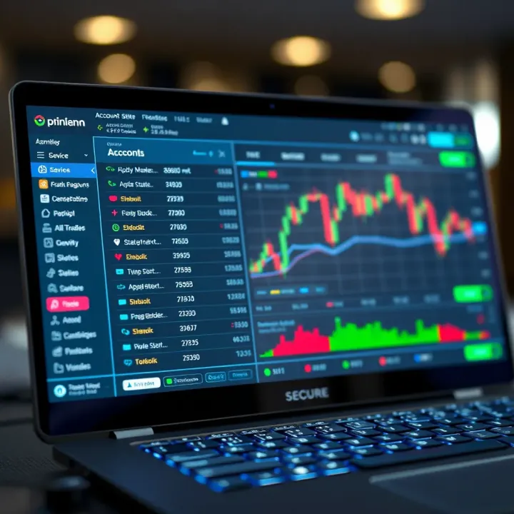 Secure Trading Interface Featuring Account Setup and Safety Measures Secure online trading interface highlighting account setup and security features