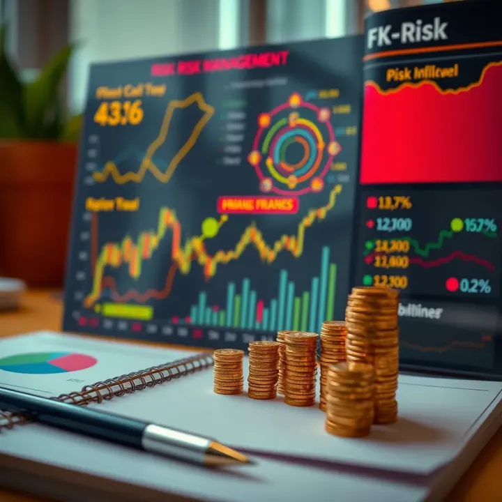 Risk Management Techniques for Effective Investment Decisions Graphical representation of risk management strategies with charts and portfolio diversification icons