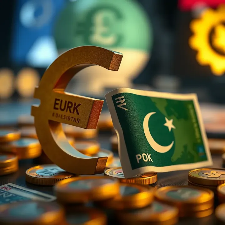 Geopolitical Influences on Euro to PKR Currency Movements Visual representation of geopolitical factors impacting currency exchange between euro and Pakistani rupee