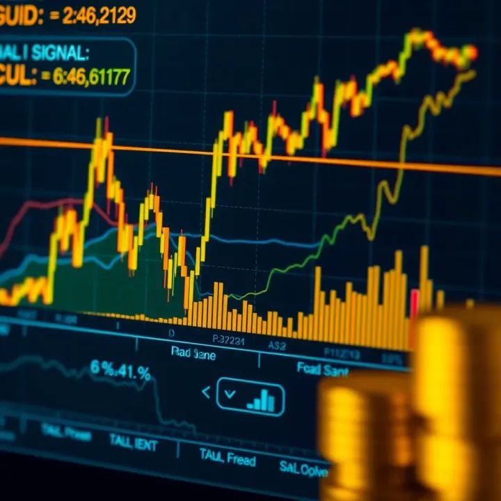 Analyzing Gold Price Movements with Trading Signals Graph illustrating gold price trends alongside signal accuracy indicators